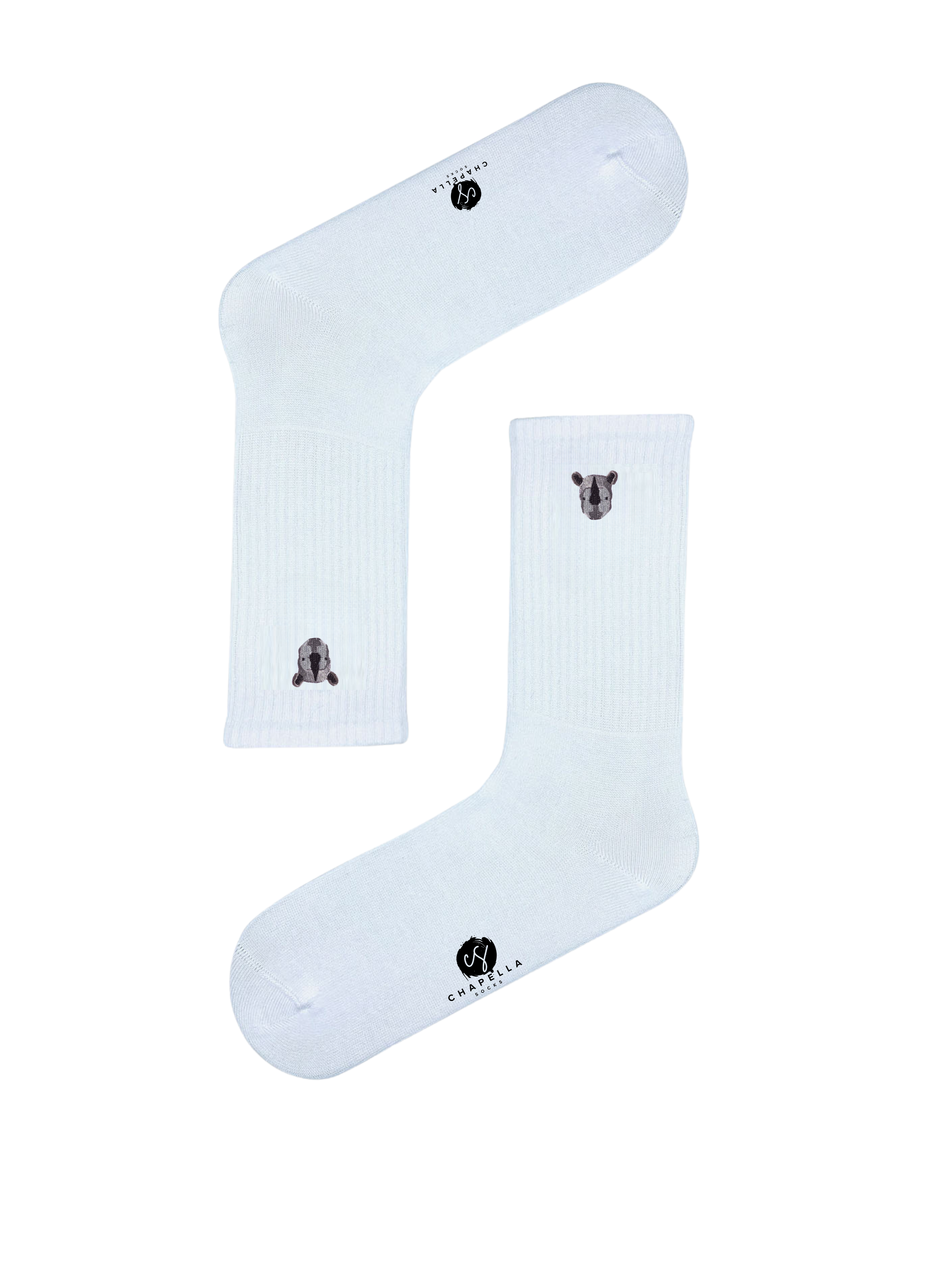 Rhinoceros Rhino Embroidered Socks