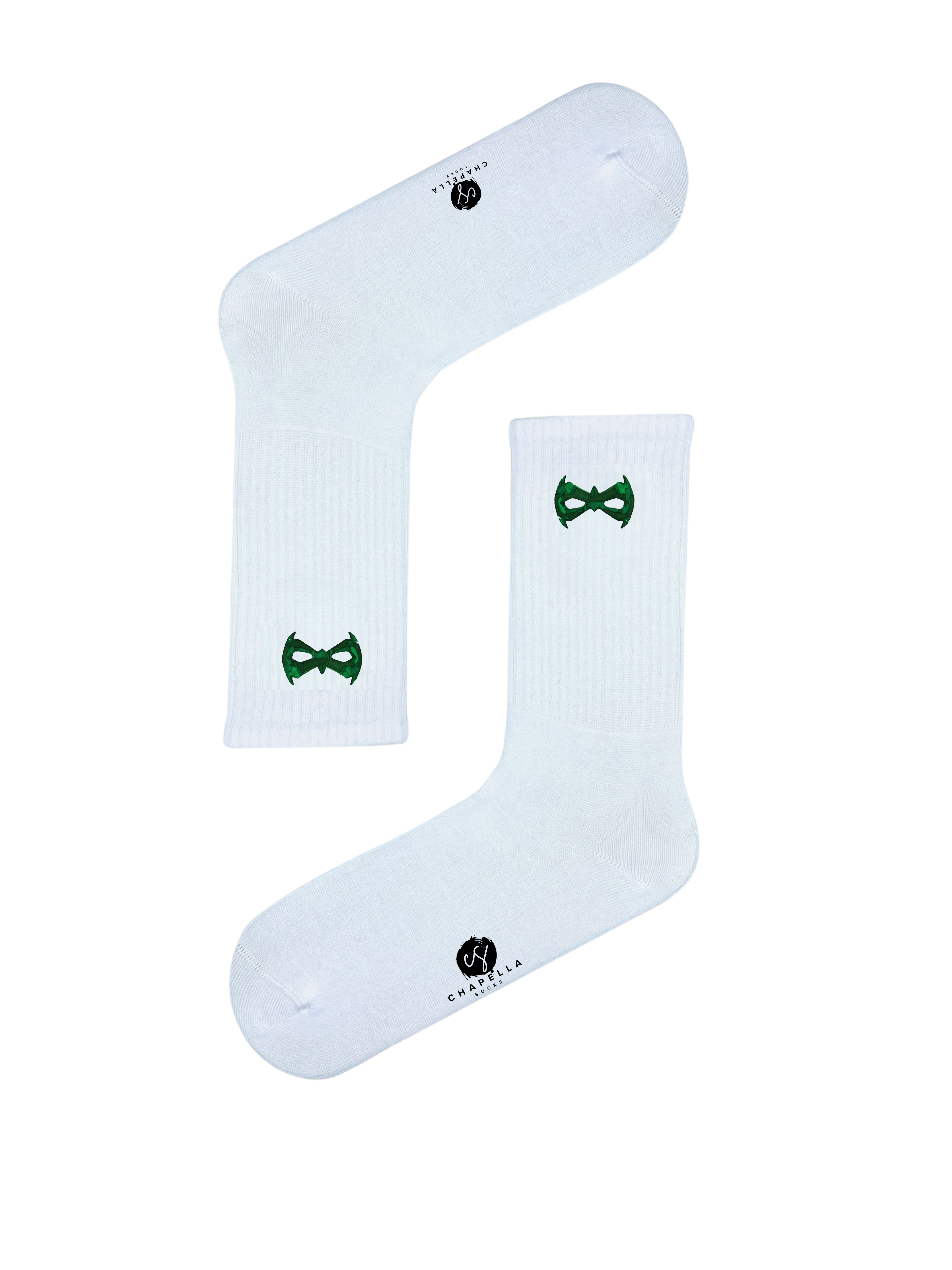 Green Lantern Mask Embroidered Socks