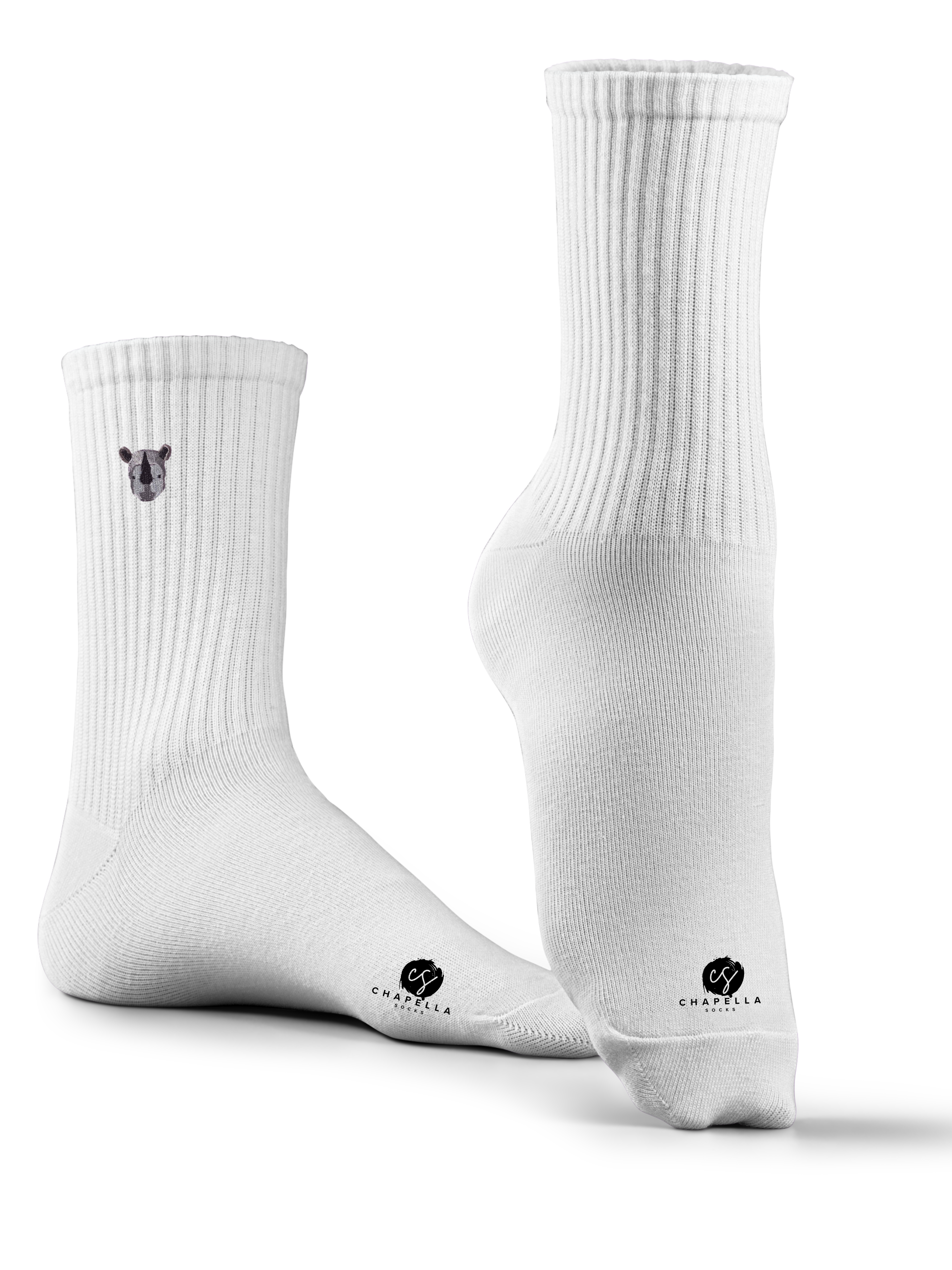 Rhinoceros Rhino Embroidered Socks